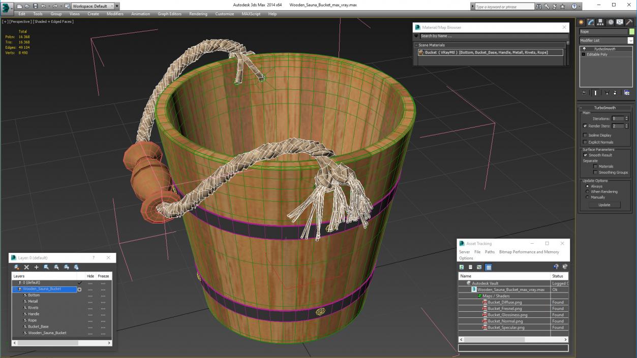 Wooden Sauna Bucket 3D model