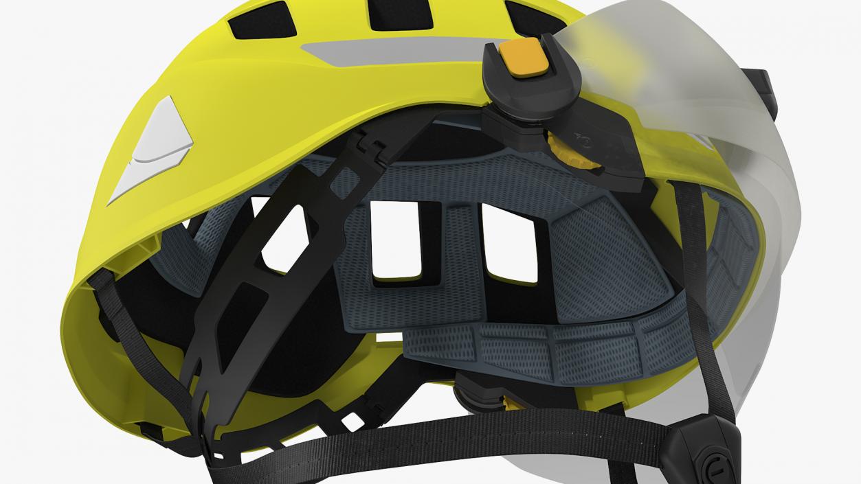 Petzl Strato Vent Hi-Viz Helmet with Visor and Flashlight 3D