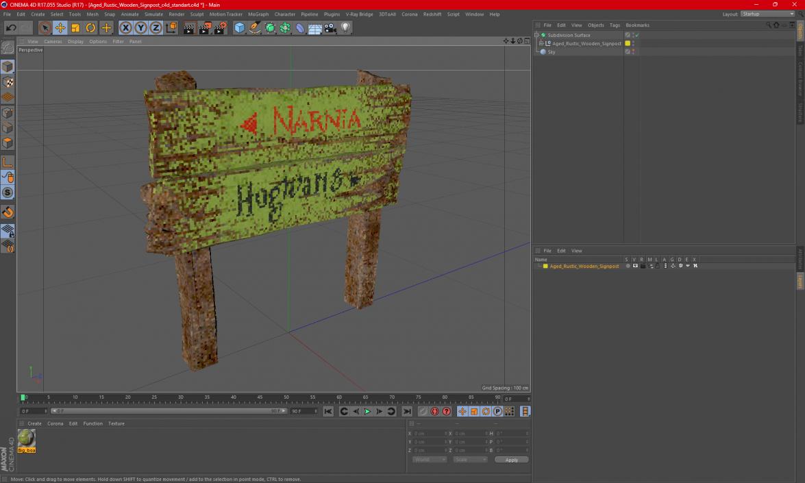 Aged Rustic Wooden Signpost 3D