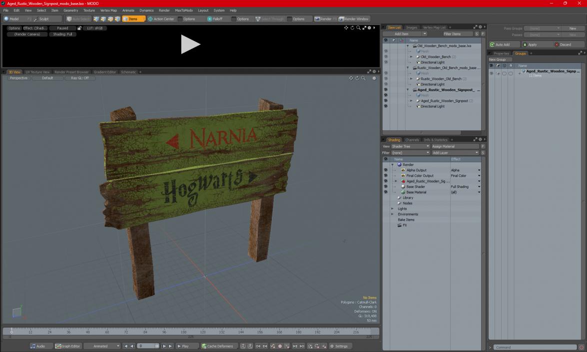 Aged Rustic Wooden Signpost 3D