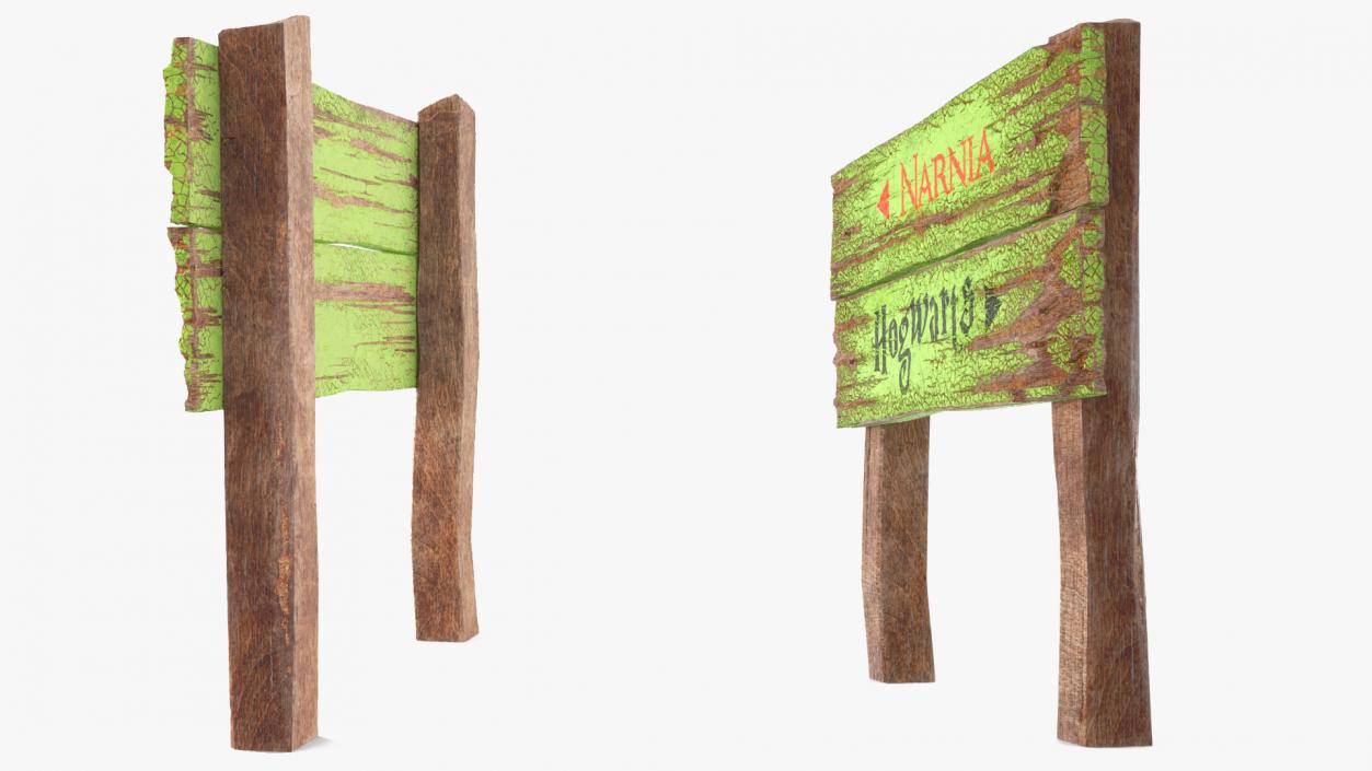 Aged Rustic Wooden Signpost 3D