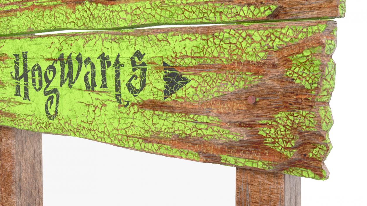 Aged Rustic Wooden Signpost 3D