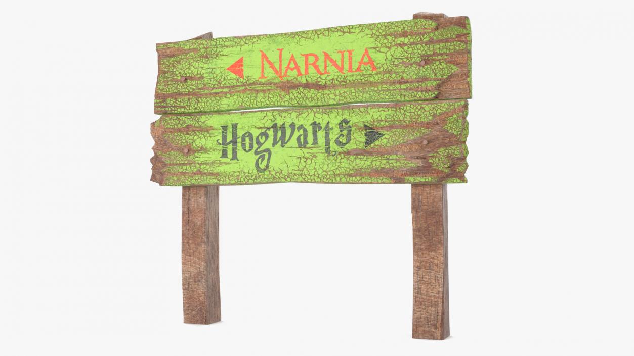 Aged Rustic Wooden Signpost 3D