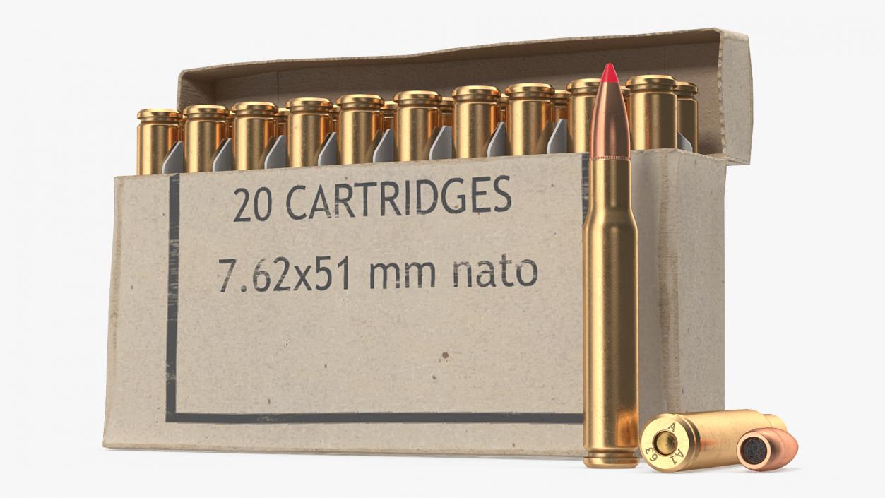 3D Box of 7.62x51mm NATO Rounds model