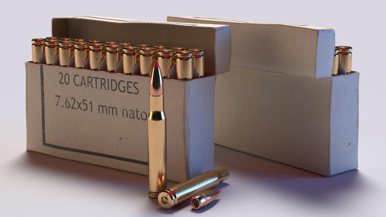 3D Box of 7.62x51mm NATO Rounds model