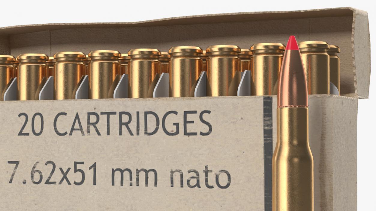 3D Box of 7.62x51mm NATO Rounds model