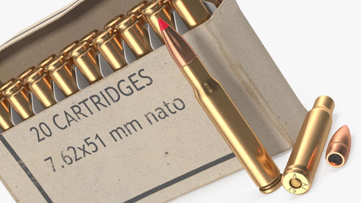 3D Box of 7.62x51mm NATO Rounds model