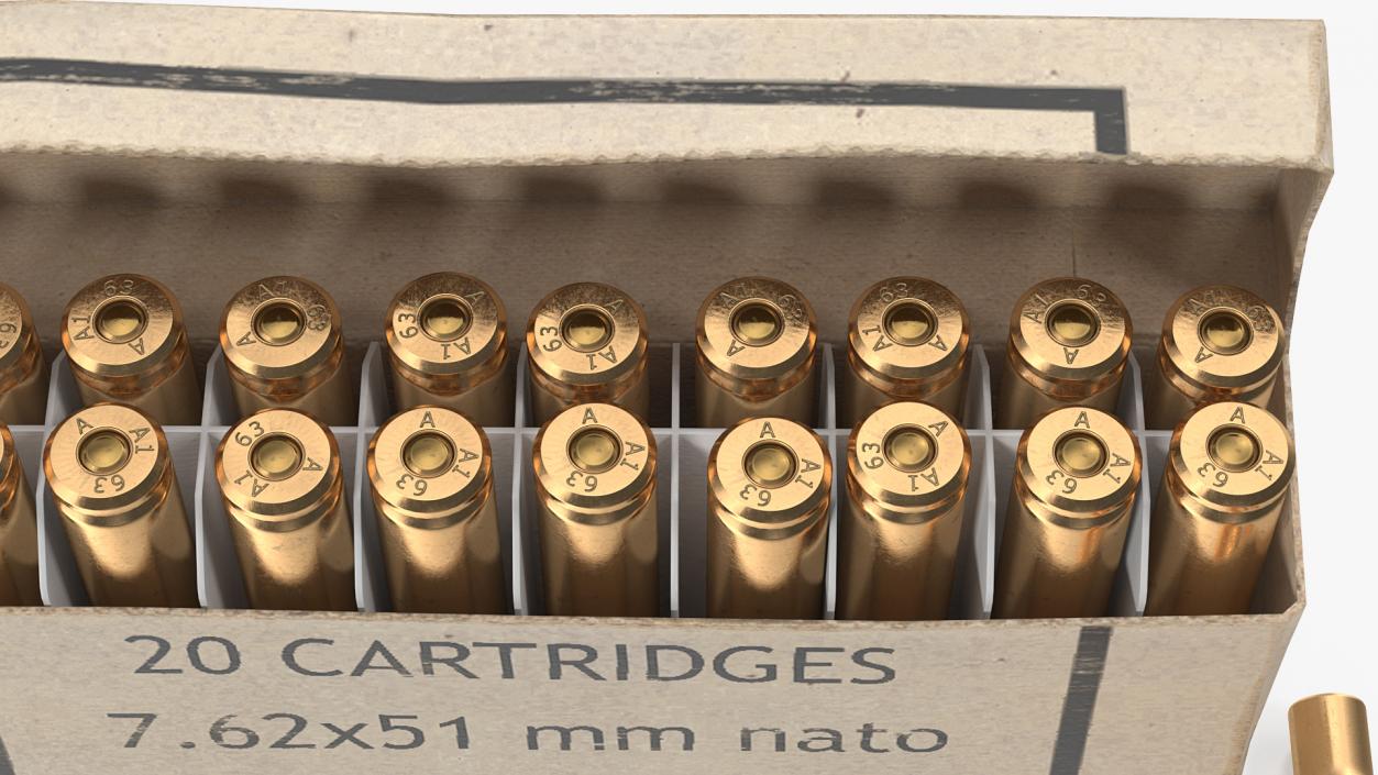 3D Box of 7.62x51mm NATO Rounds model