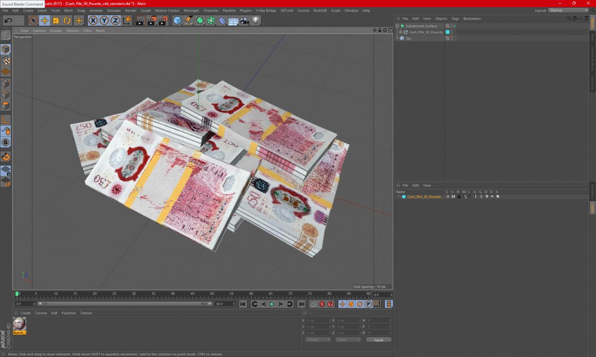 Cash Pile 50 Pounds 3D model