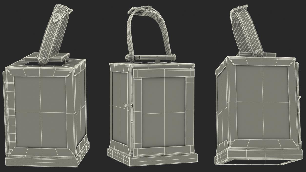 Glass and Metal Candle Lantern Set 3D model