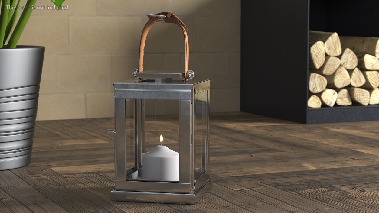 Glass and Metal Candle Lantern Set 3D model