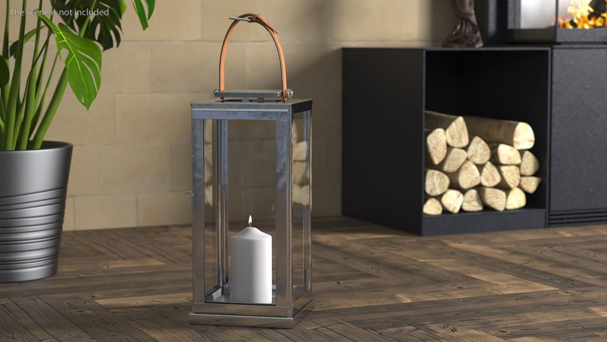 Glass and Metal Candle Lantern Set 3D model