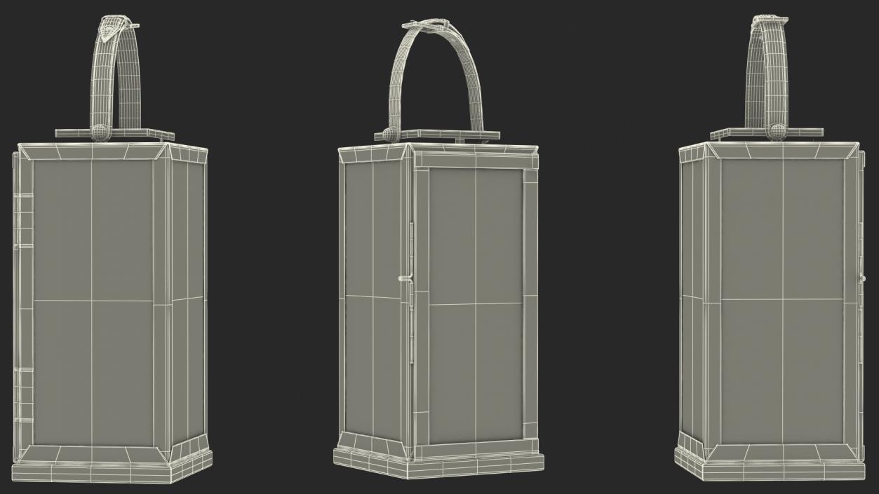 Glass and Metal Candle Lantern Set 3D model