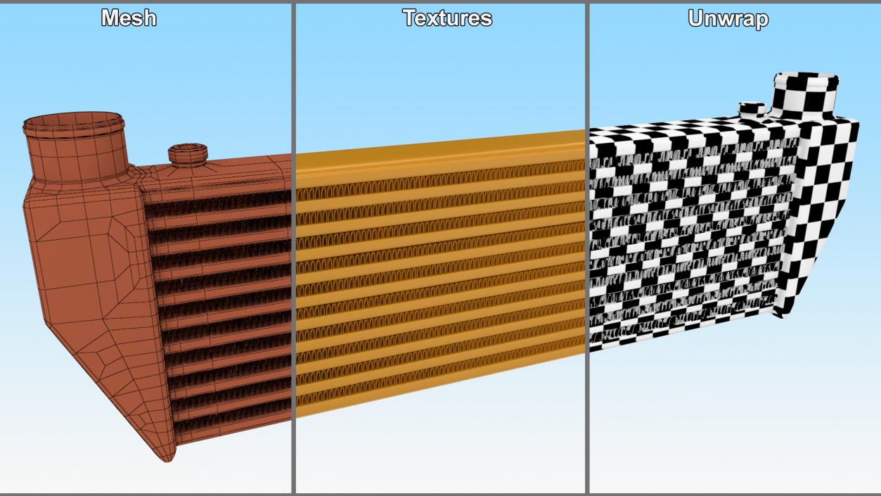 Mishimoto Gold Car Intercooler Up Side Pipes 3D model