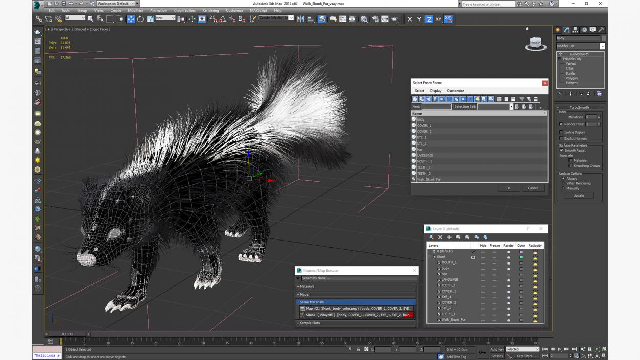 Walk Skunk Fur 3D model