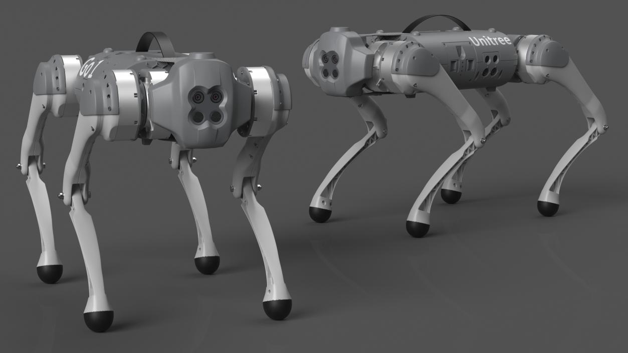 3D Robot Unitree Go1 Silver Rigged