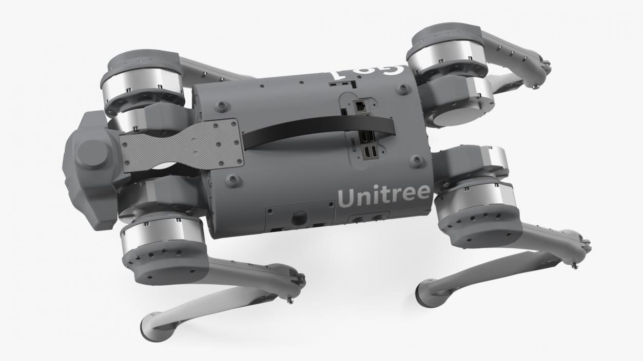 3D Robot Unitree Go1 Silver Rigged