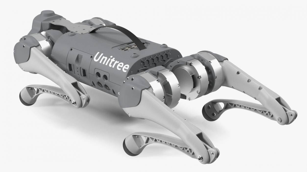 3D Robot Unitree Go1 Silver Rigged