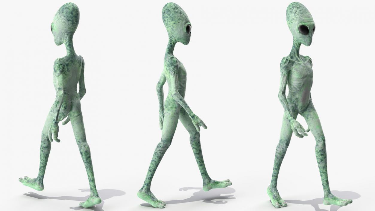 Green Alien Walking Pose 3D model