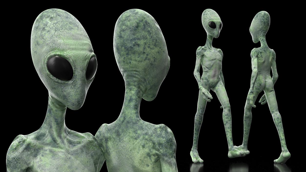 Green Alien Walking Pose 3D model