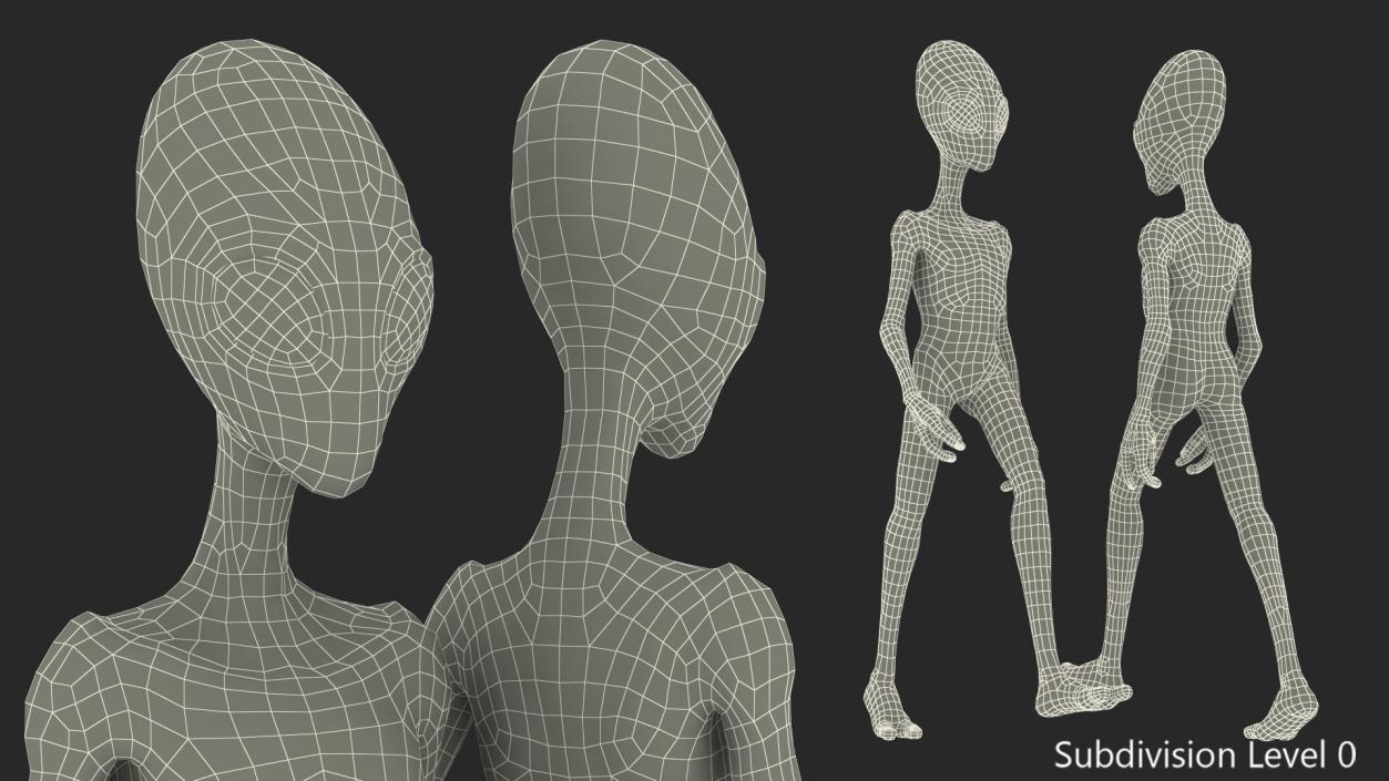 Green Alien Walking Pose 3D model