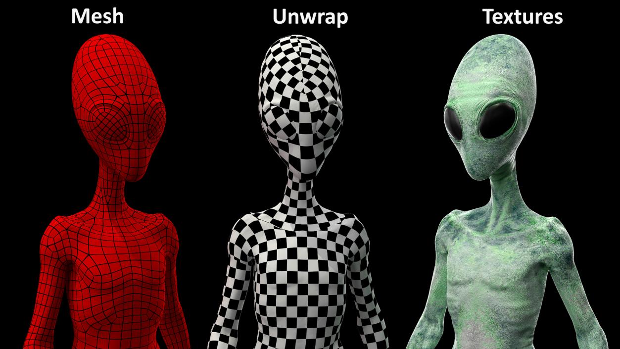 Green Alien Walking Pose 3D model