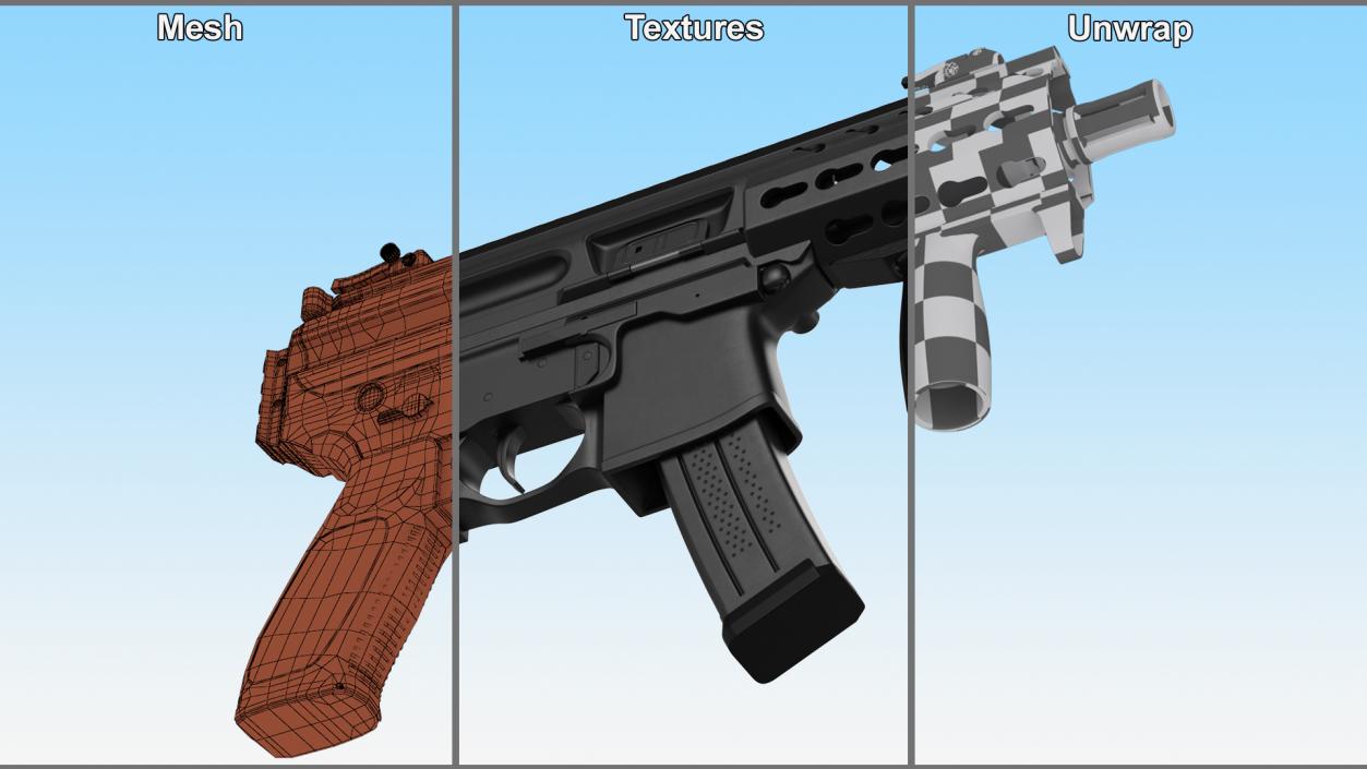 Mini Submachine Gun SMG SIG SAUER MPX 3D