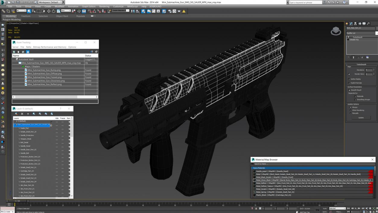 Mini Submachine Gun SMG SIG SAUER MPX 3D