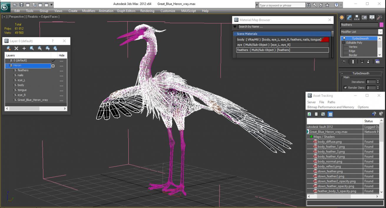 3D Great Blue Heron