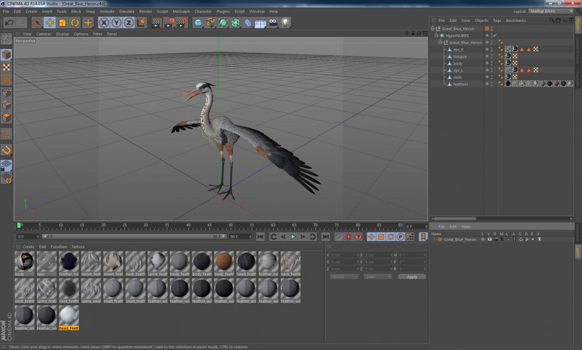 3D Great Blue Heron