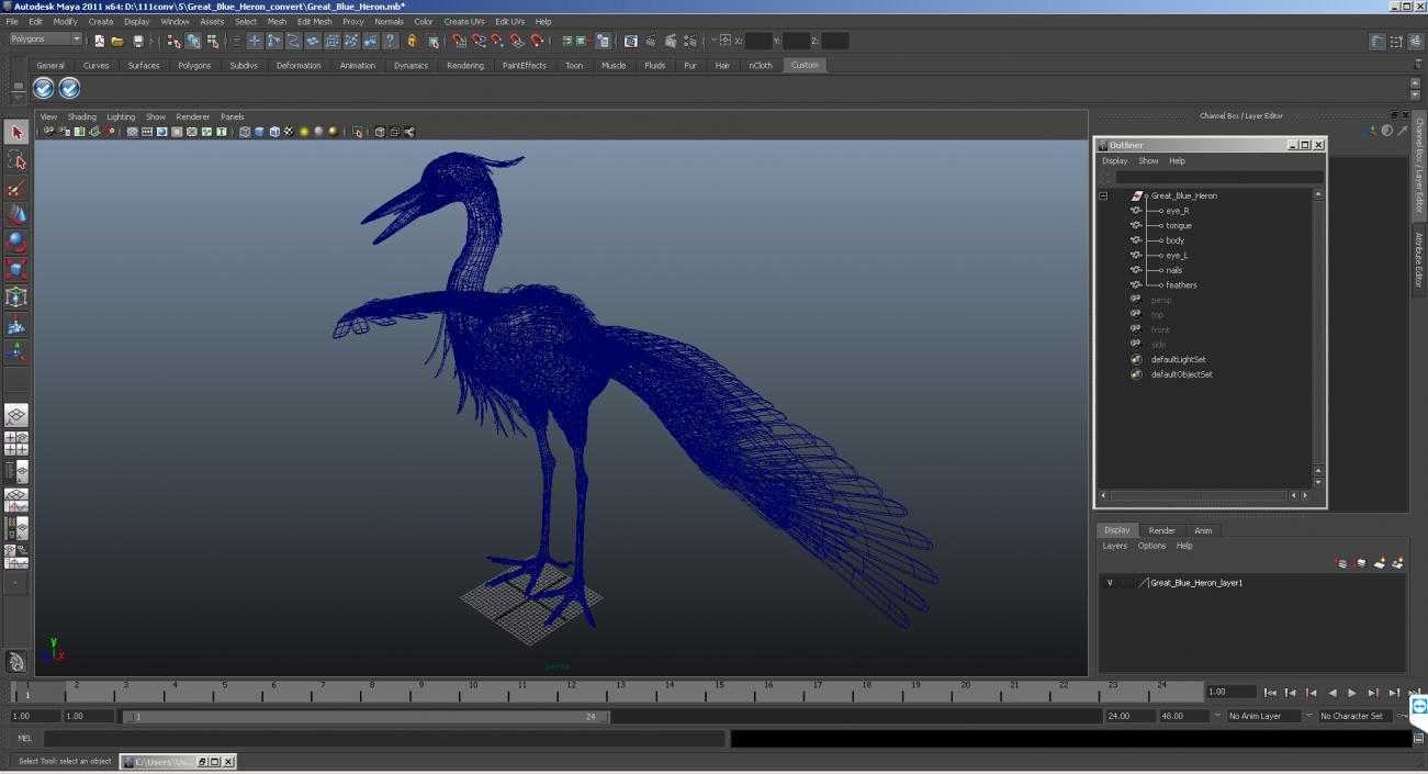 3D Great Blue Heron