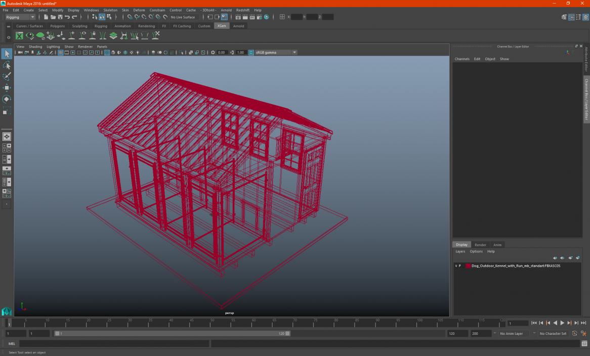 4-Dog Outdoor Kennel with Run 3D model