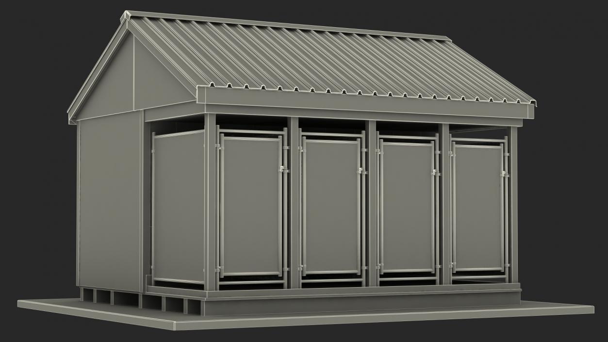 4-Dog Outdoor Kennel with Run 3D model