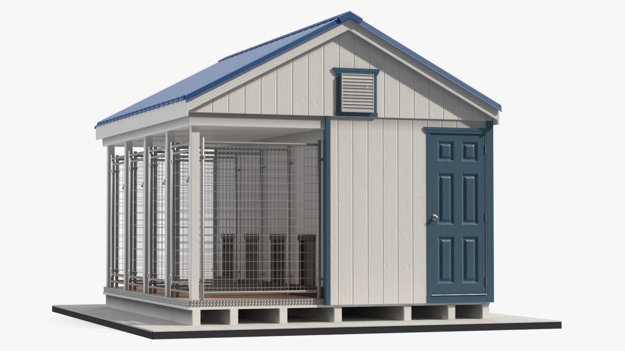 4-Dog Outdoor Kennel with Run 3D model