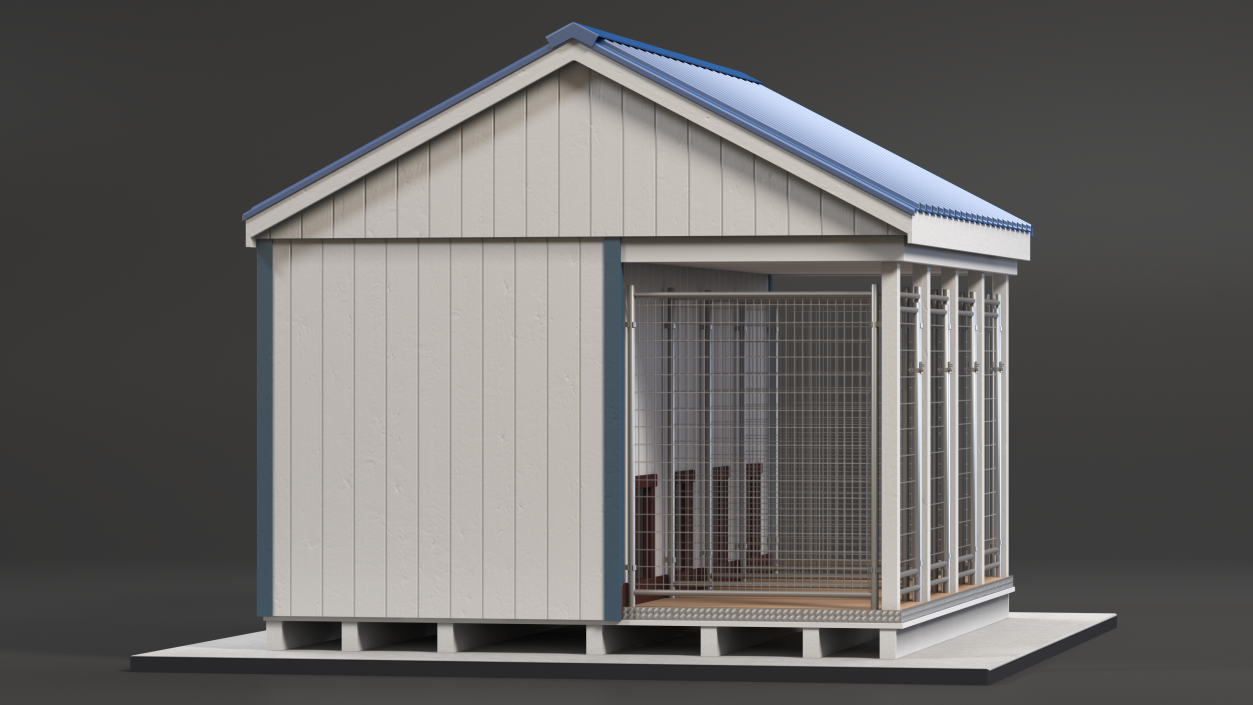 4-Dog Outdoor Kennel with Run 3D model