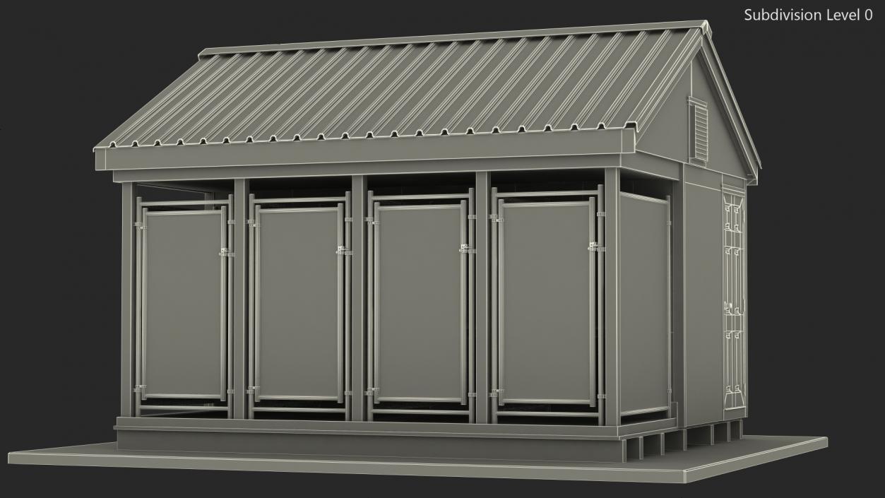 4-Dog Outdoor Kennel with Run 3D model