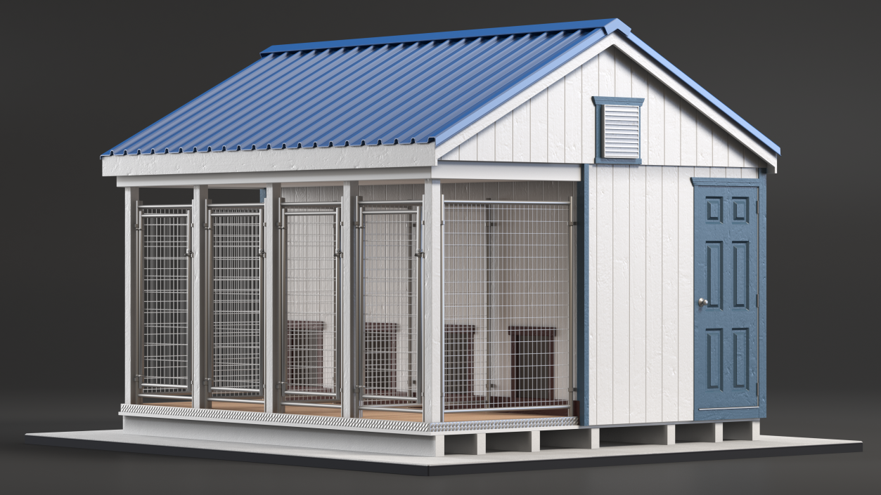 4-Dog Outdoor Kennel with Run 3D model