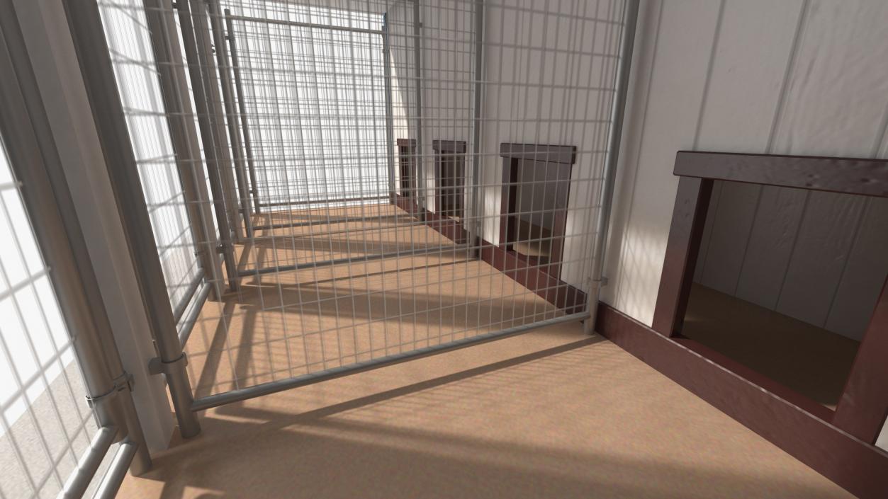 4-Dog Outdoor Kennel with Run 3D model