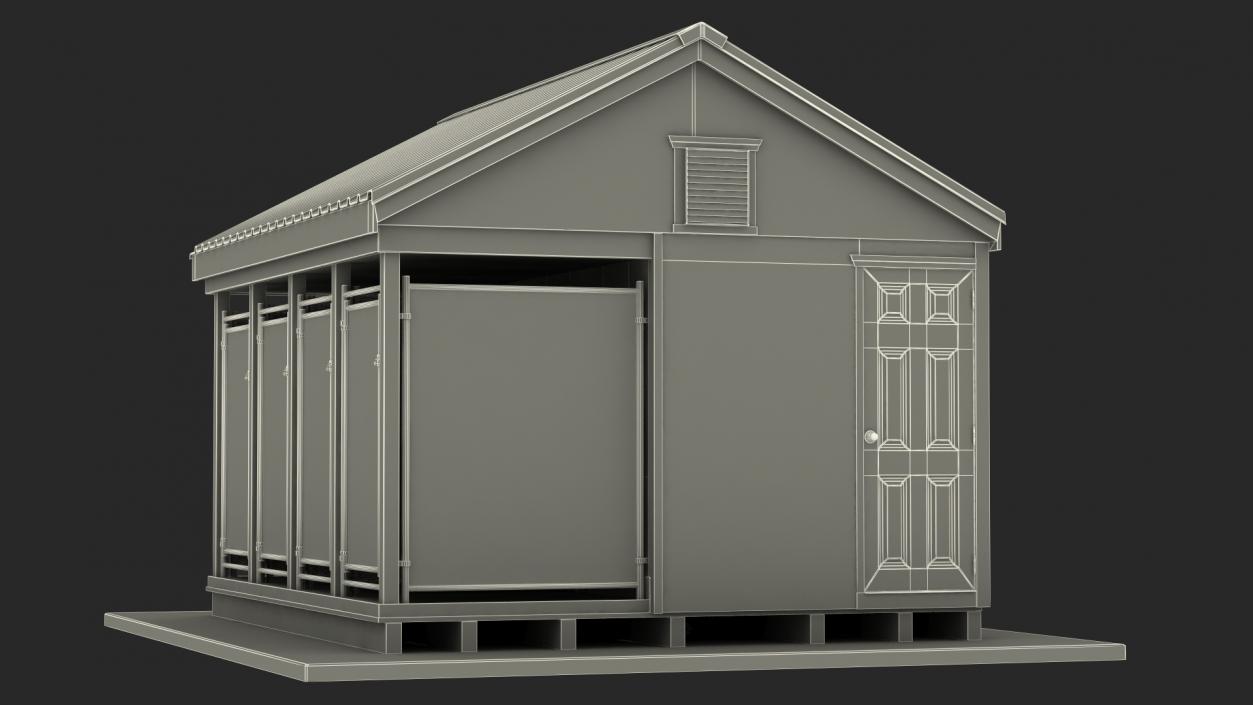 4-Dog Outdoor Kennel with Run 3D model