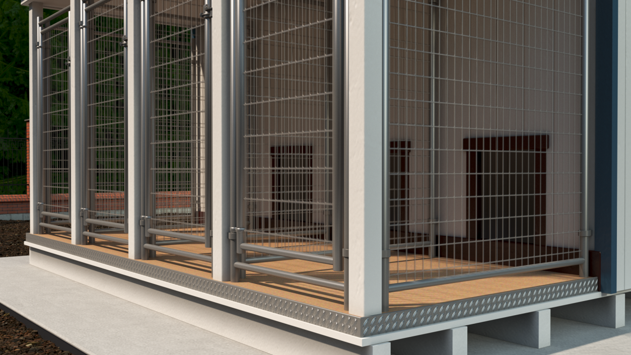 4-Dog Outdoor Kennel with Run 3D model