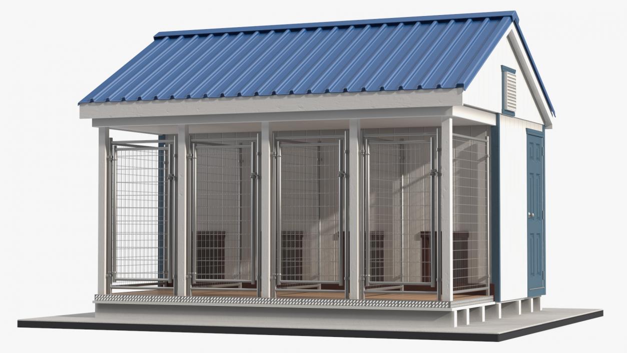 4-Dog Outdoor Kennel with Run 3D model