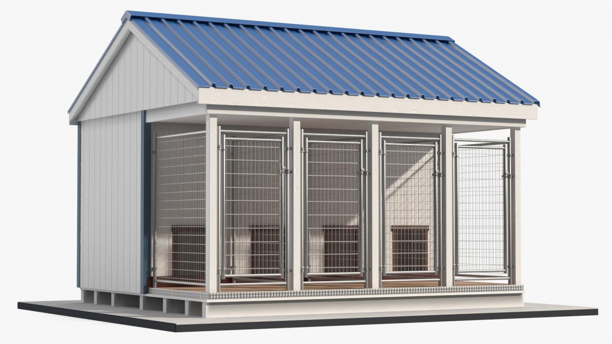 4-Dog Outdoor Kennel with Run 3D model