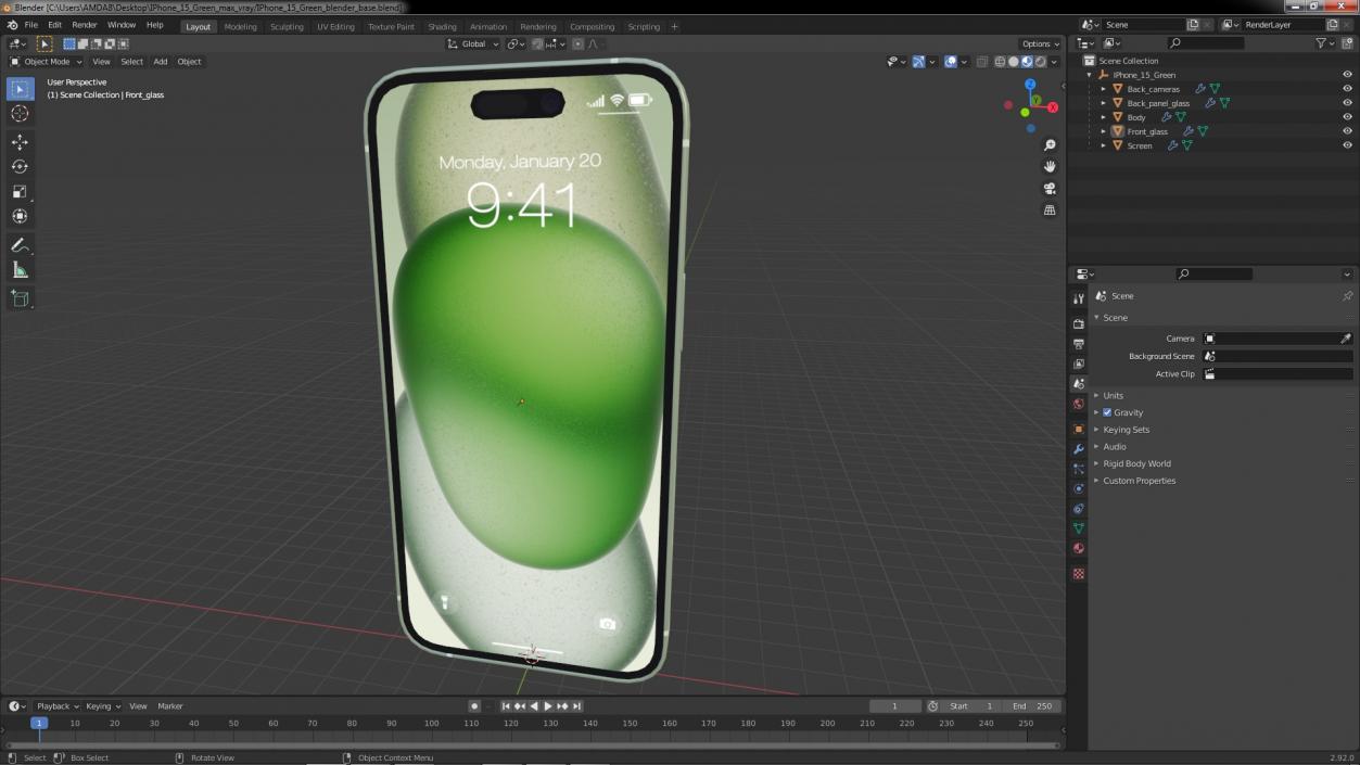 3D model IPhone 15 Green