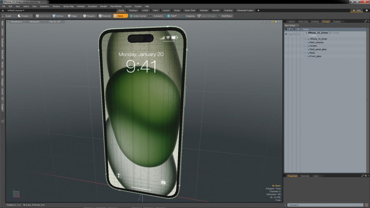 3D model IPhone 15 Green