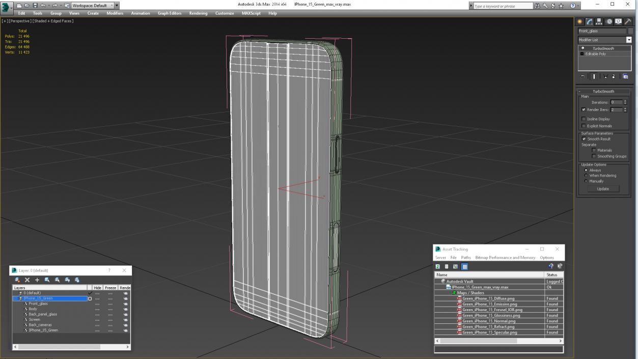 3D model IPhone 15 Green