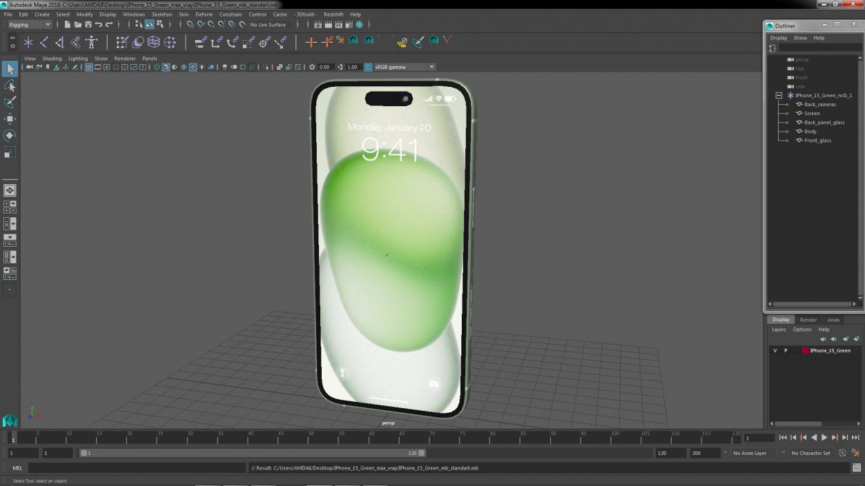 3D model IPhone 15 Green