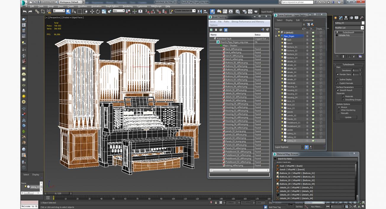 Church Pipe Organ 3D