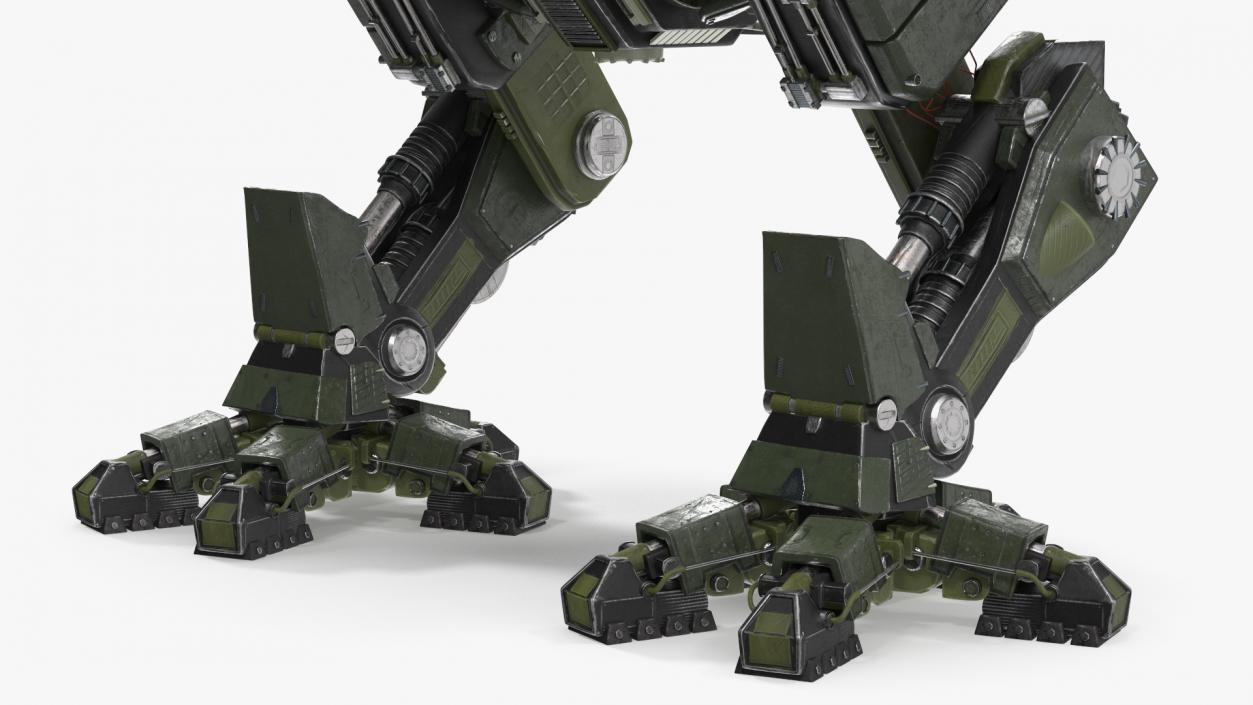 Giant Walking Robot Green Rigged 3D