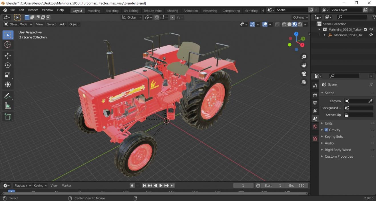 3D Mahindra 595DI Turbomax Tractor