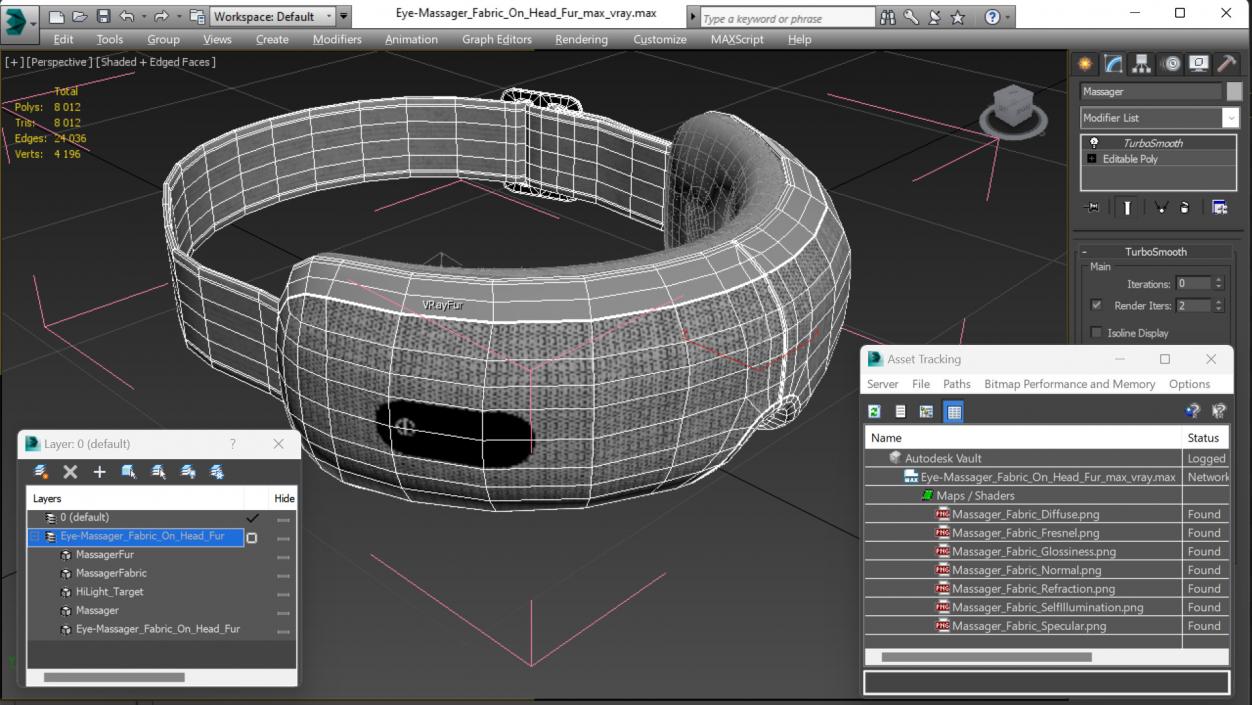 3D Eye-Massager Fabric On Head Fur